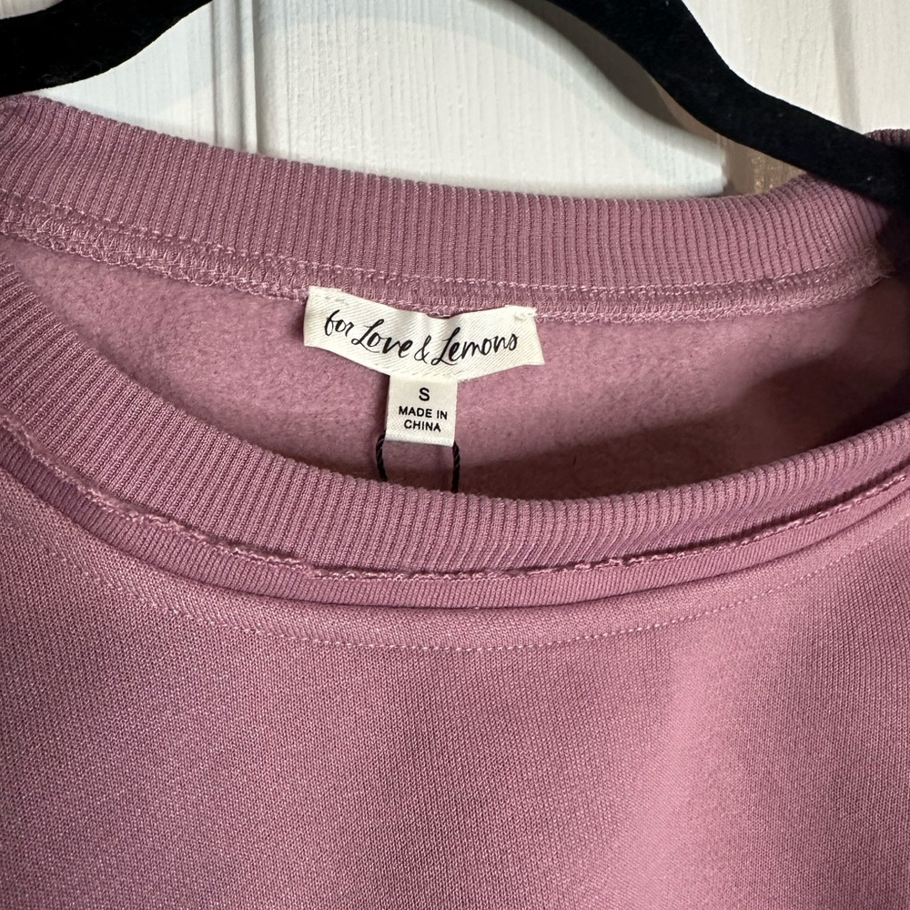 For Love And Lemons Cropped Crewneck Sweatshirt S NWT - Picture 4 of 8